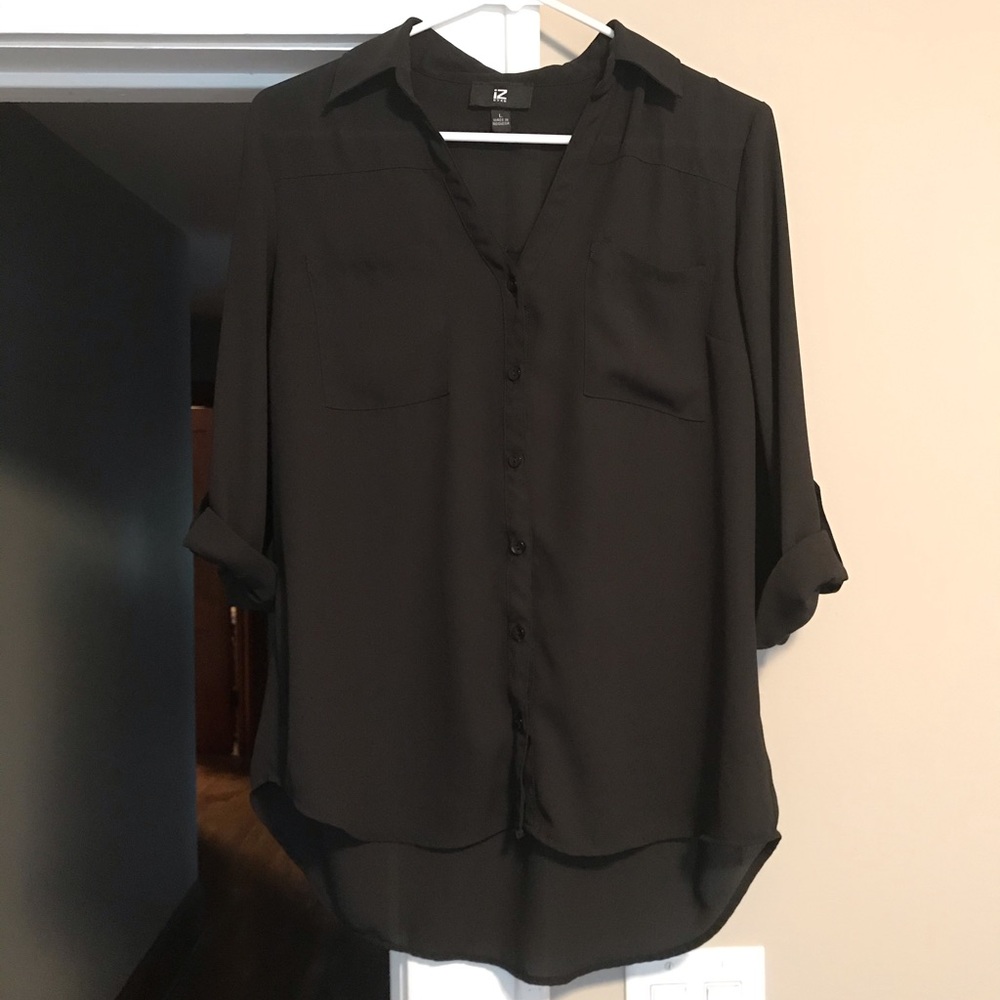 Black tab sleeves blouse